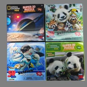 4 pack of 3-D Puzzles for kids. National Geographic